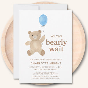 Teddy Bear Boy Baby Shower Invitation
