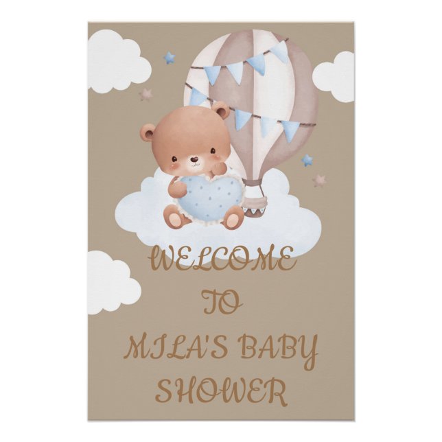 Teddy Bear boy baby shower Poster (Front)