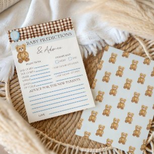 Teddy Bear Boy Baby Shower Prediction Game