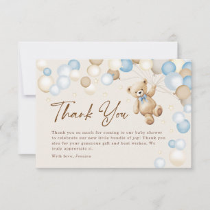 Teddy Bear Boy Baby Shower Thank You Card