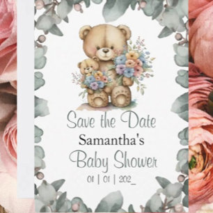 Teddy Bear Boy Baby Shower Theme Postcard