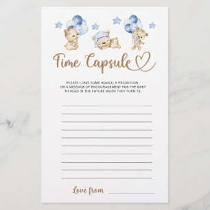 Teddy bear boy baby shower Time Capsule