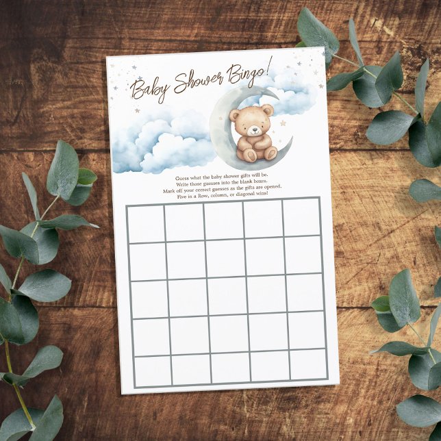 Teddy Bear Boy Blue Moon Baby Shower  (Creator Uploaded)