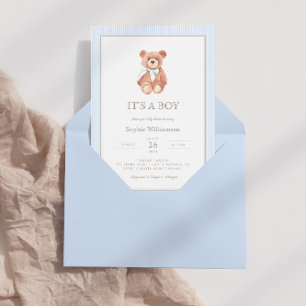 Teddy Bear Boy Classic Baby Shower Invitation