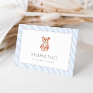 Teddy Bear Boy Classic Baby Shower Thank You Card