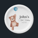 Teddy Bear Boy First Birthday Party Paper Plate<br><div class="desc">Teddy Bear Boy First Birthday Party</div>