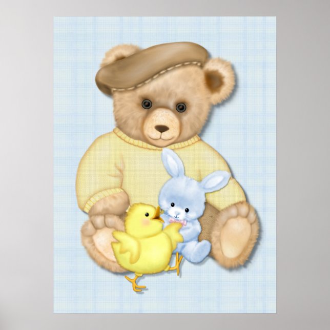 Teddy Bear Boy Nursery Fun Poster (Front)
