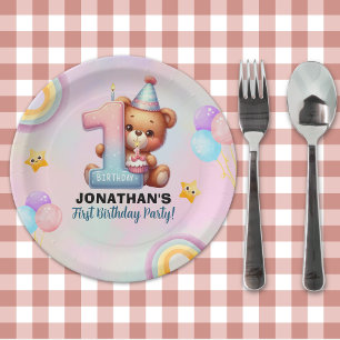 Teddy Bear Boy’s 1st Birthday Party Paper Plate