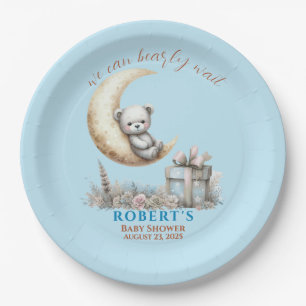 Teddy Bear Boy We Can Bearly Wait Paper Plate