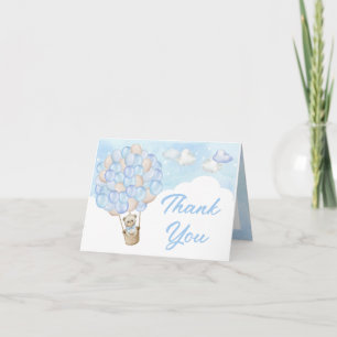 Teddy Bear Boyl Hot Air Balloon Thank You Card