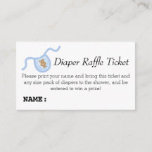 Teddy Bear Boys Baby Shower Diaper Raffle Ticket