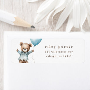 Teddy Bear Boys Baby Shower Return Address Label
