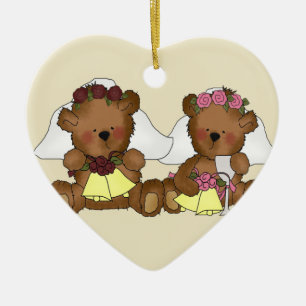 Teddy Bear Brides Wedding Ceramic Ornament