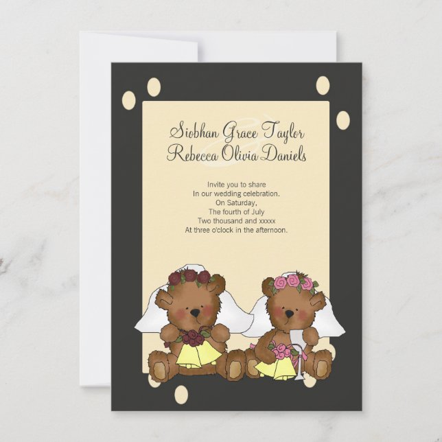 Teddy Bear Brides Wedding Invitation (Front)