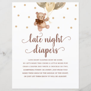 Teddy Bear Brown And Gold Late Night Diapers Game
