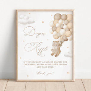 Teddy Bear Brown Baby Shower Diaper Raffle Poster