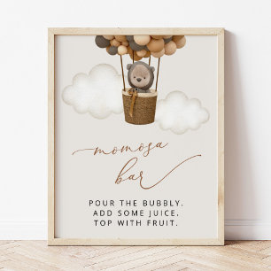 Teddy Bear, Brown Balloons, Baby Shower Momosa Bar Poster