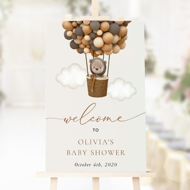 Teddy Bear, Brown Balloons, Baby Shower Welcome Poster (Creator Uploaded)