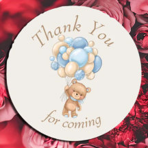 Teddy Bear Brown Balloons Thank You 