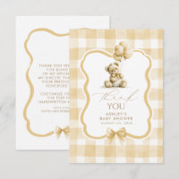 Teddy Bear Brown Gingham Cute Thank You