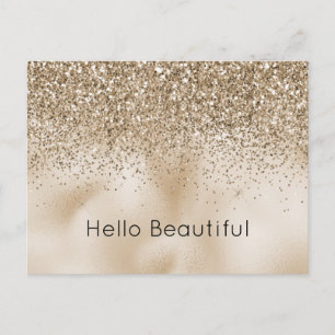 Teddy Bear Brown Gold Glam Glitter Postcard