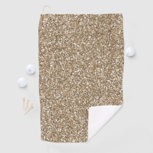 Teddy Bear Brown Gold Glitter      Golf Towel
