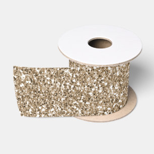 Teddy Bear Brown Gold Glitter Satin Ribbon