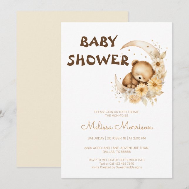 Teddy Bear by SFD Baby Shower Invitation (Front/Back)