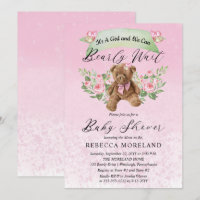 Teddy Bear Can Bearly Wait Pink Girl Baby Shower I