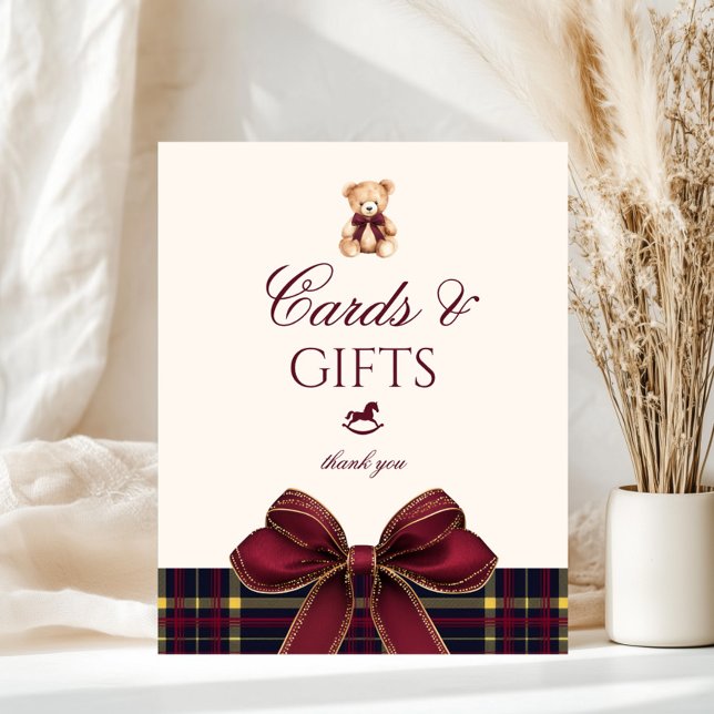Teddy Bear Cards and Gifts Red Bow Plaid Poster (Creator Uploaded)