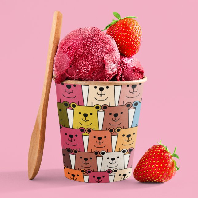 Teddy Bear Cartoon Paper Cups (multicolor teddy bear kids,adult party stationery, birthday party use and throw paper cups)