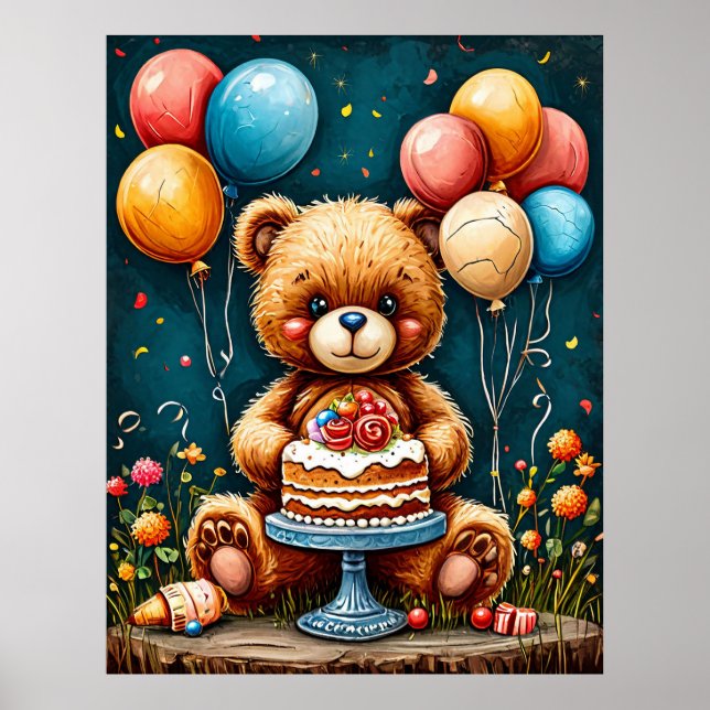 Teddy Bear Celebration Birthday Kids Party Decor (Front)