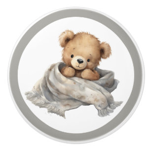 Teddy Bear Ceramic Knob – Unisex Nursery Decor