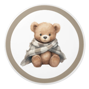 Teddy Bear Ceramic Knob – Unisex Nursery Decor