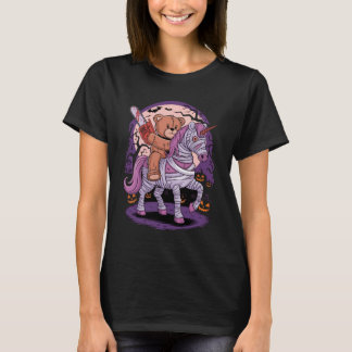 Teddy bear chainsaw unicorn mummy halloween T-Shirt