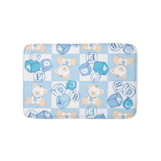 Teddy bear checked pattern bath mat (Front)