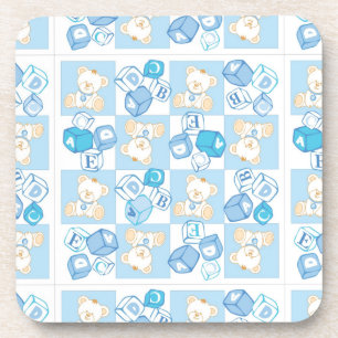 Teddy bear checked pattern coaster