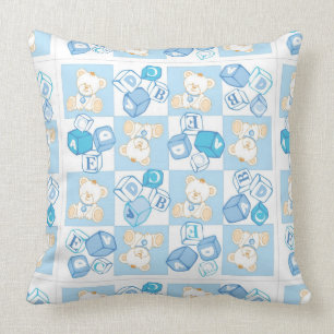 Teddy bear checked pattern cushion