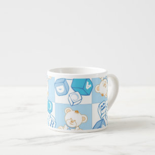 Teddy bear checked pattern espresso cup