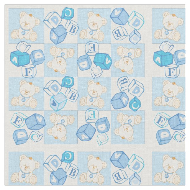 Teddy bear checked pattern fabric (Close Up)