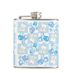 Teddy bear checked pattern hip flask