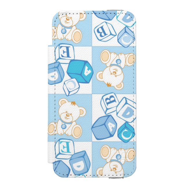 Teddy bear checked pattern incipio iPhone wallet case (Folio Front)