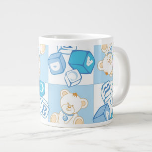 Teddy bear checked pattern large coffee mug
