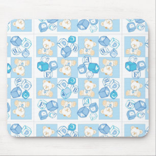 Teddy bear checked pattern mouse pad
