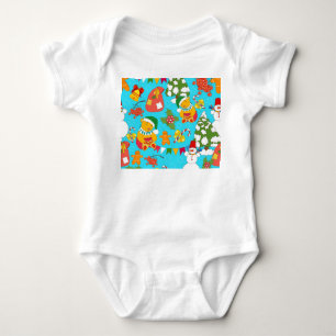 Teddy Bear Christmas: Kid-Friendly Pattern. Baby Bodysuit