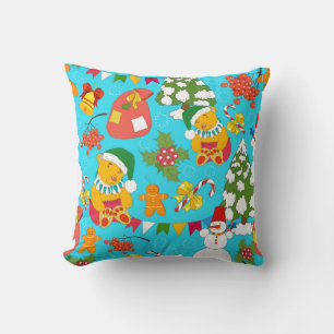 Teddy Bear Christmas: Kid-Friendly Pattern. Cushion