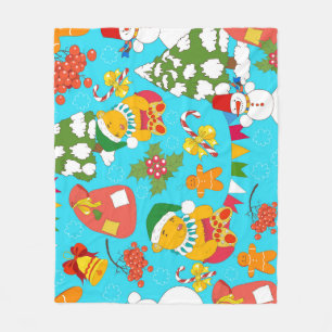 Teddy Bear Christmas: Kid-Friendly Pattern. Fleece Blanket