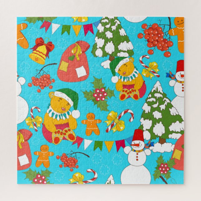 Teddy Bear Christmas: Kid-Friendly Pattern. Jigsaw Puzzle (Vertical)