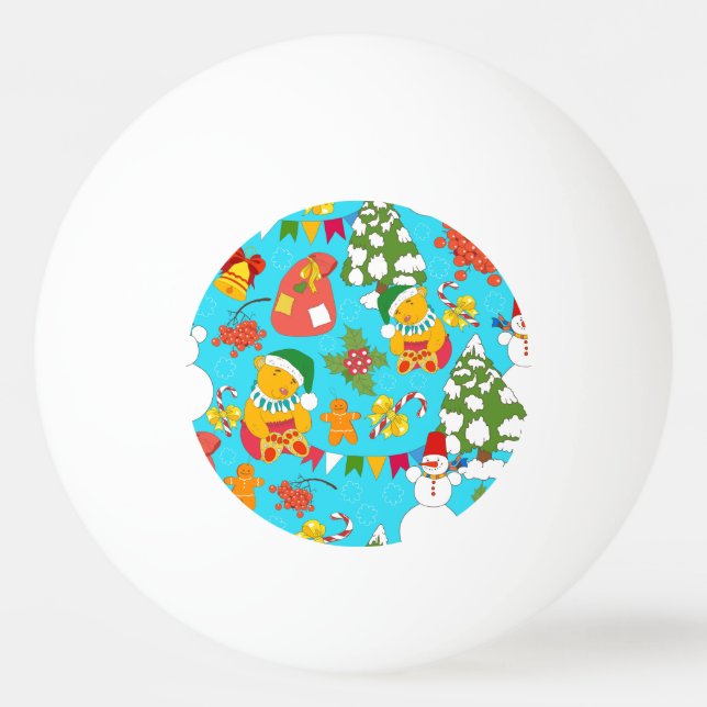 Teddy Bear Christmas: Kid-Friendly Pattern. Ping Pong Ball (Front)
