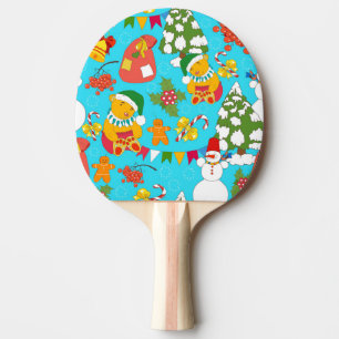 Teddy Bear Christmas: Kid-Friendly Pattern. Ping Pong Paddle